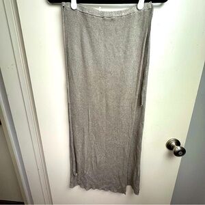 Free People Tanish Ribbed Viscose & Cotton Blend Tie Waist Long Skirt Size S